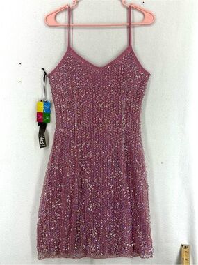 Yes! Pink Sequin Mini Dress Women’s Small EuroY2K Party Club Cami
